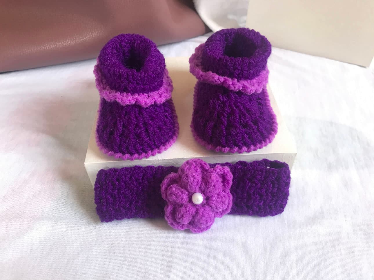 Purple crochet shoes for babies