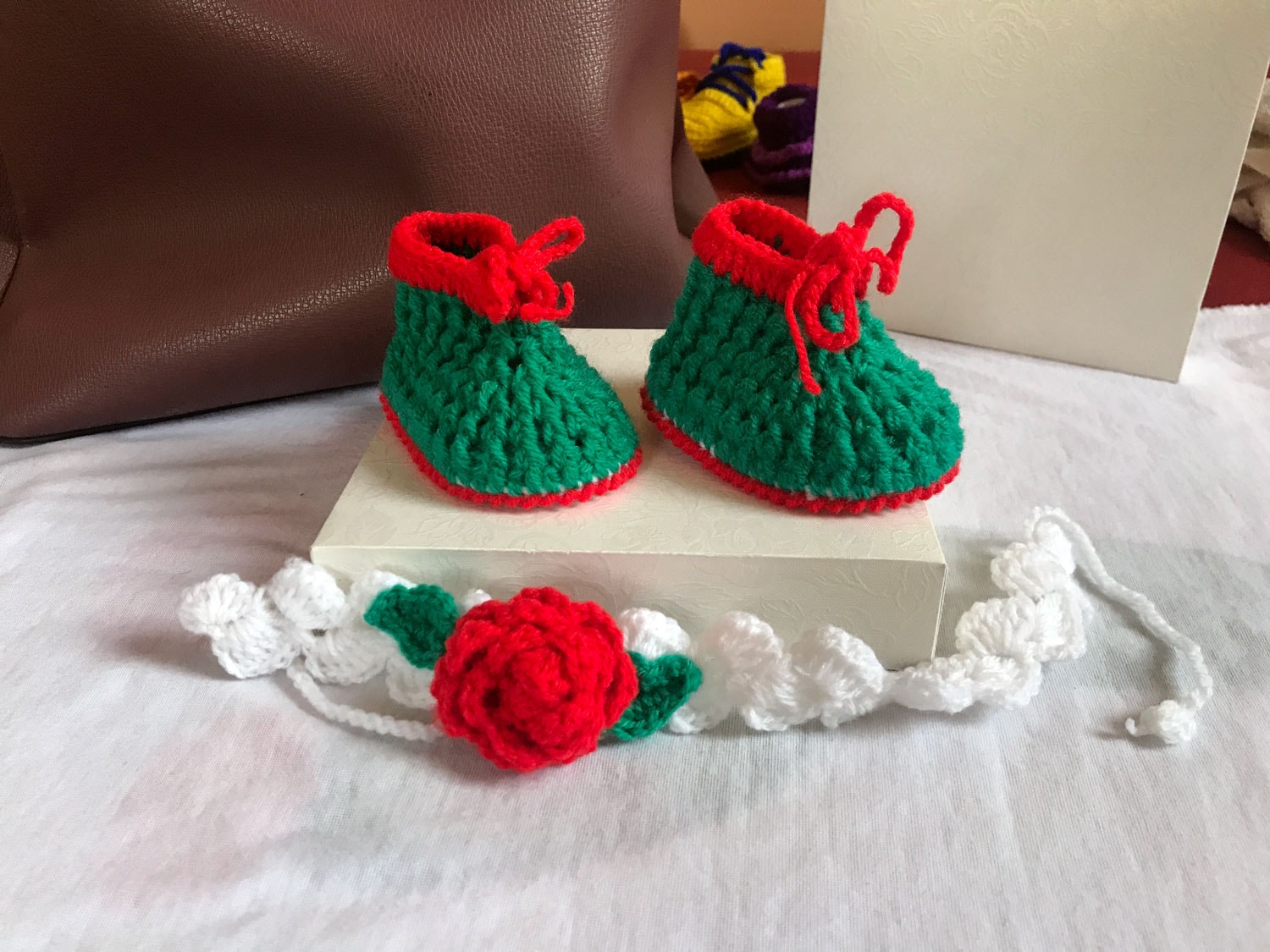 Christmas crochet shoes for babies