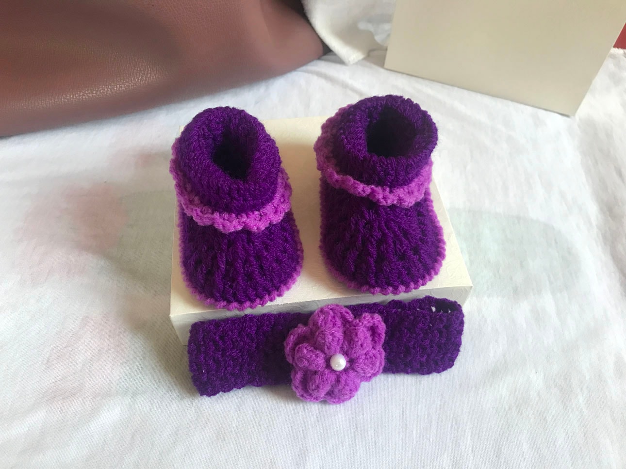 Purple crochet shoes for babies