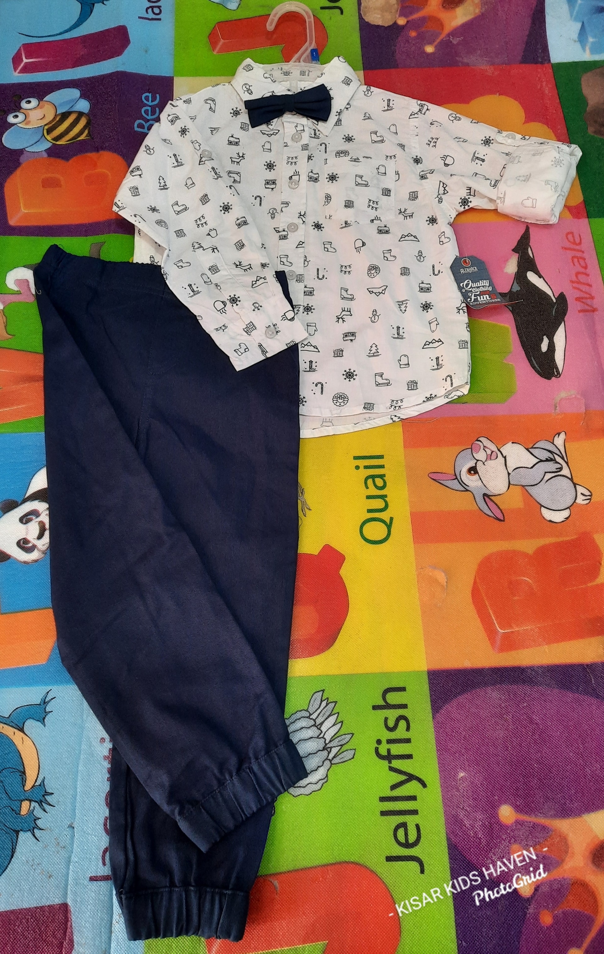 Boys long sleeve shirt and Trousers with bow Tie 3years and 4years